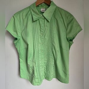 CLEO Green Short Sleeve Cotton Blend Shirt
